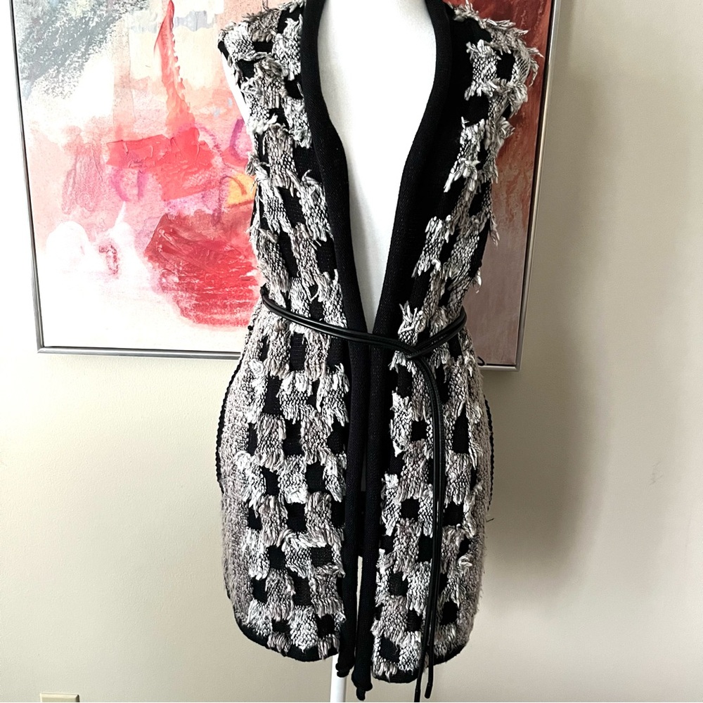 NIC+ZOE Textured Cardigan With Removable Faux Leather Belt Size PS
